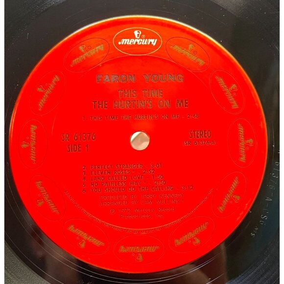 Faron Young This Time the Hurtin's On Me Country Vinyl LP 1972 Mercury 61376 VG+ - Picture 2 of 6
